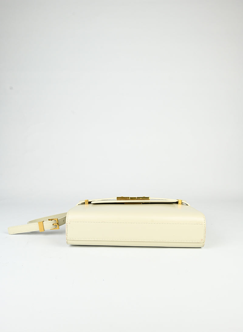 Saint Laurent Borsa Manhattan in pelle bianca