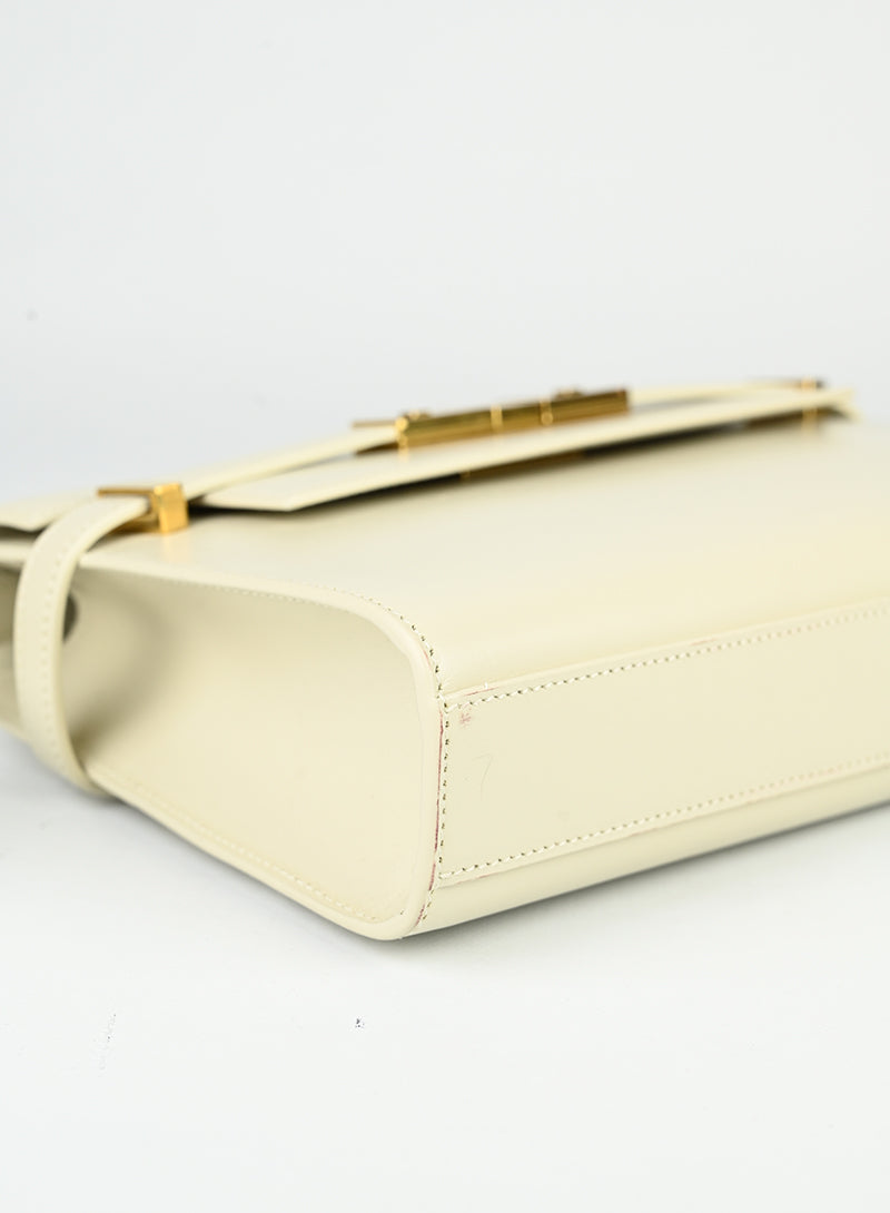 Saint Laurent Borsa Manhattan in pelle bianca