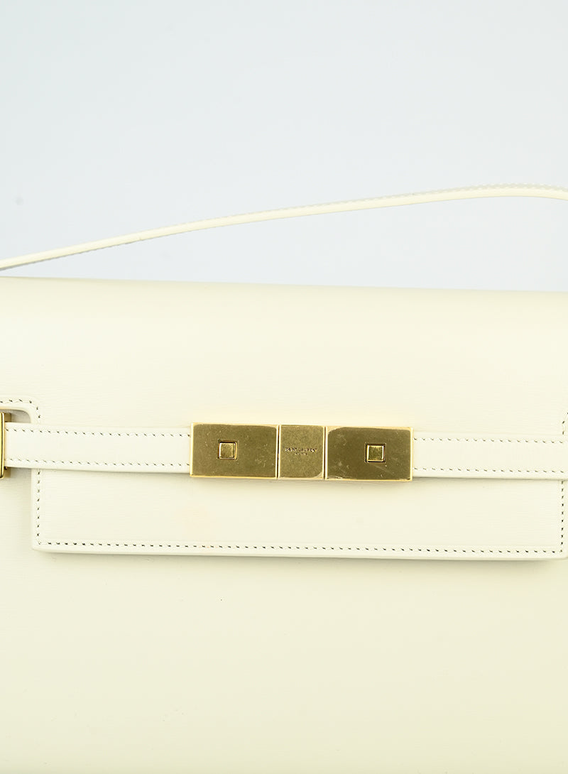 Saint Laurent Borsa Manhattan in pelle bianca