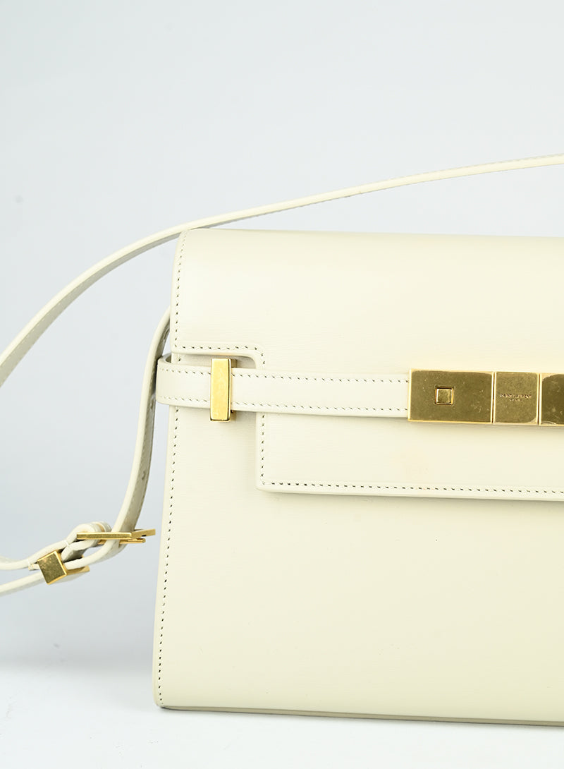 Saint Laurent Borsa Manhattan in pelle bianca