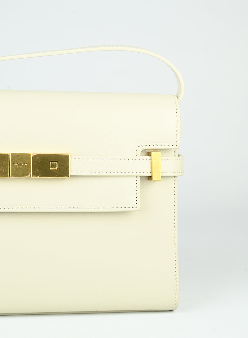 Saint Laurent Borsa Manhattan in pelle bianca