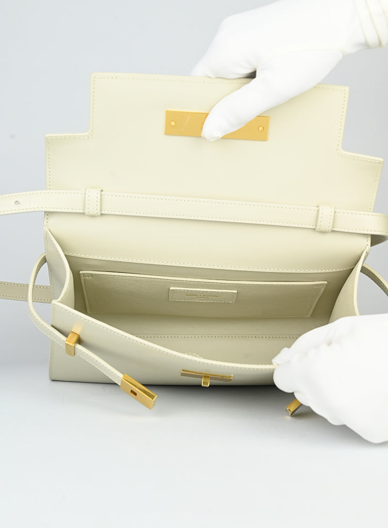 Saint Laurent Borsa Manhattan in pelle bianca