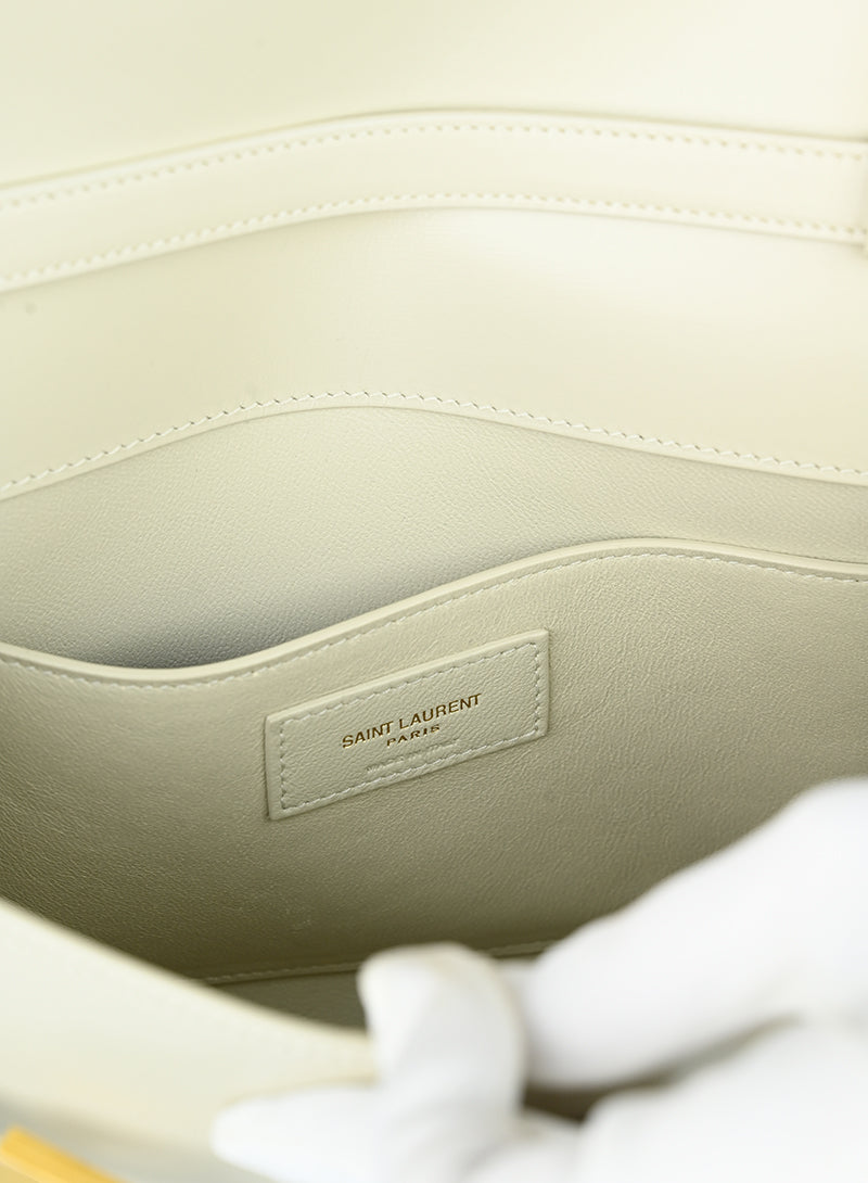 Saint Laurent Borsa Manhattan in pelle bianca