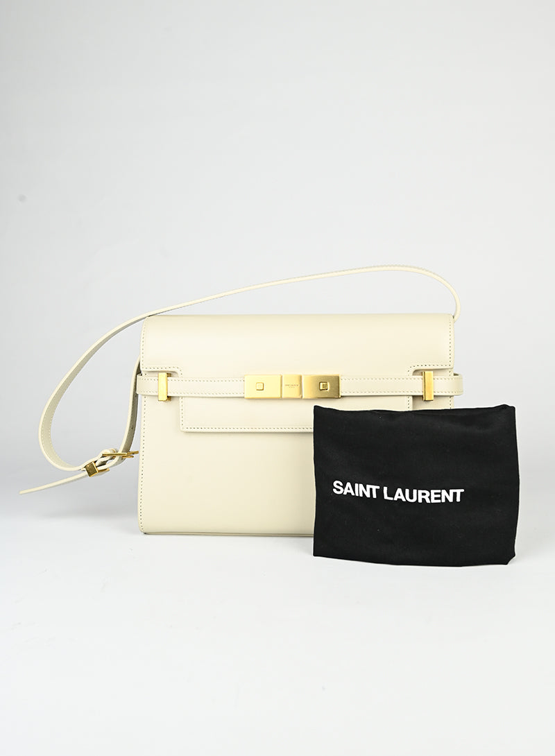 Saint Laurent Borsa Manhattan in pelle bianca