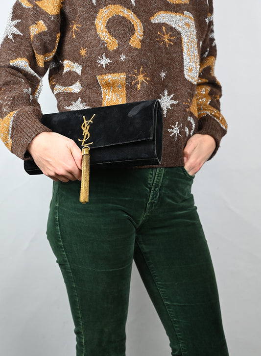 Saint Laurent Borsa Kate in suede nera