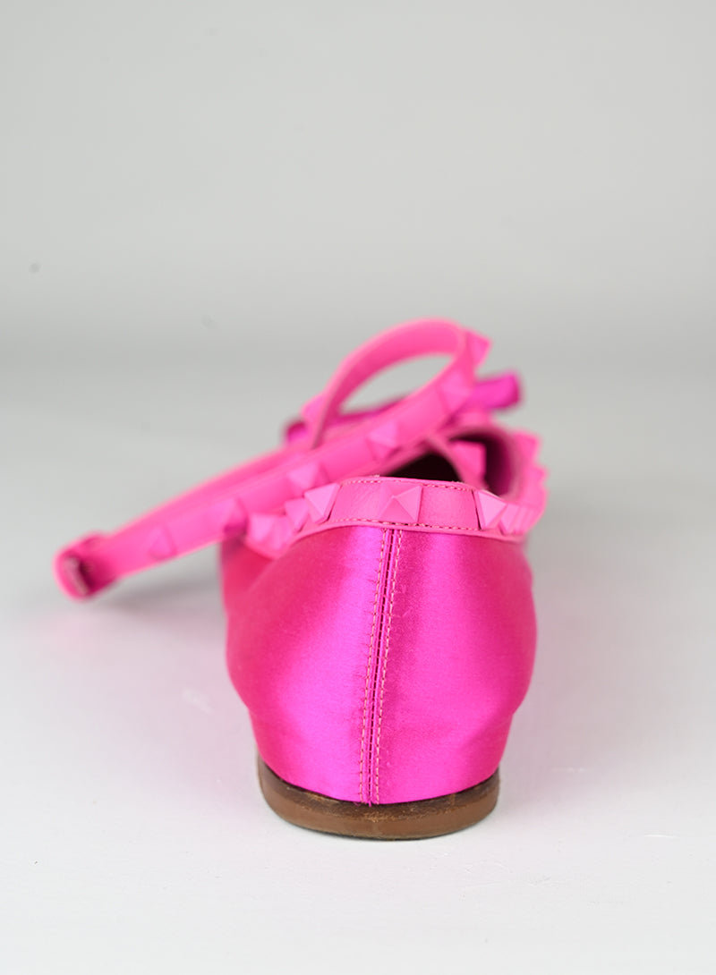 Valentino Ballerine Rockstud in raso fucsia - N. 37 ½