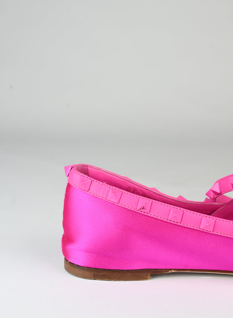 Valentino Ballerine Rockstud in raso fucsia - N. 37 ½