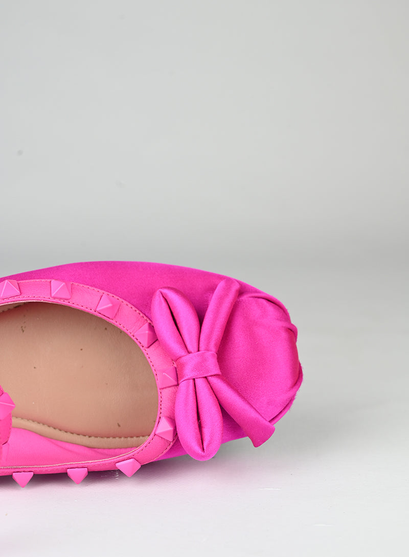 Valentino Ballerine Rockstud in raso fucsia - N. 37 ½