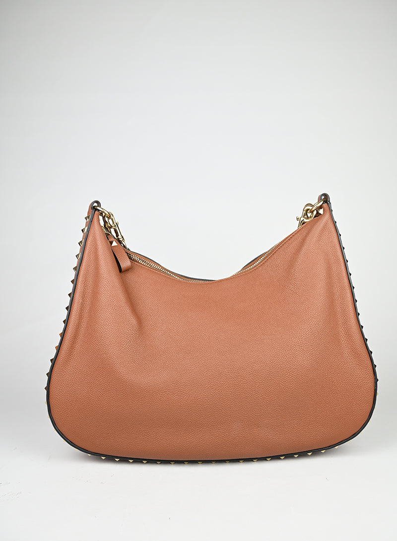 Valentino Borsa Hobo Rockstud in pelle cognac
