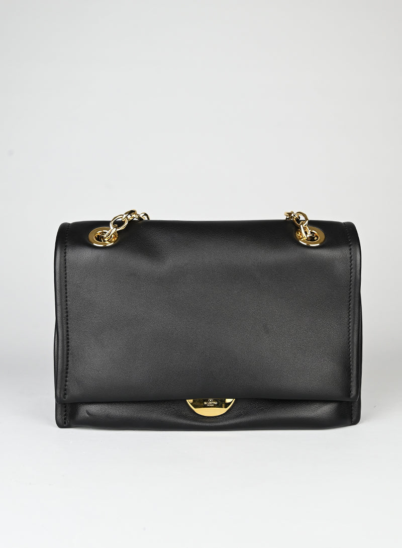 Valentino Borsa in pelle nera con V