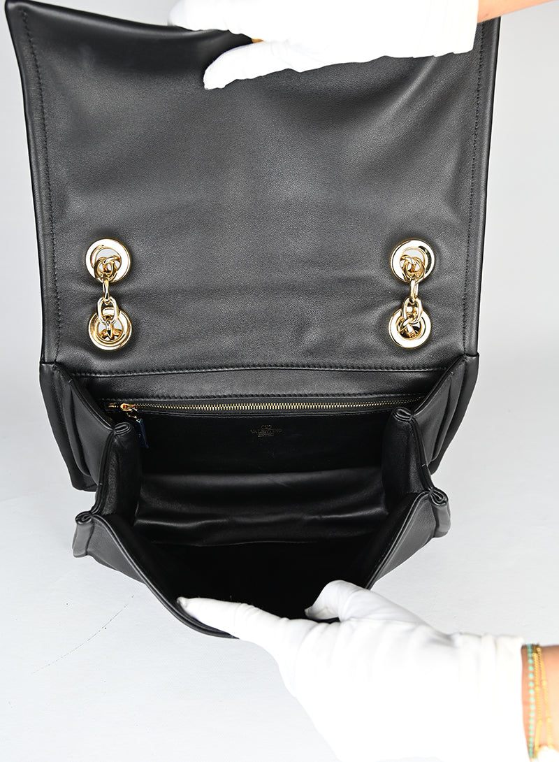 Valentino Borsa in pelle nera con V