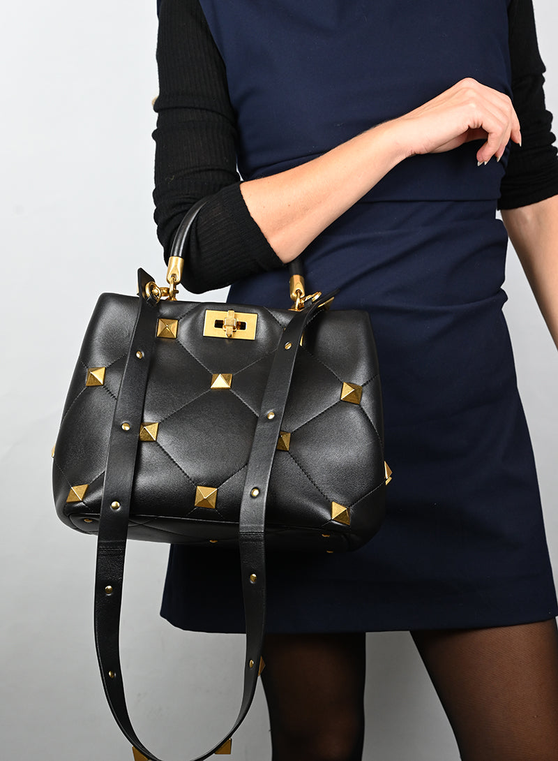 Valentino Borsa Roman Stud in pelle nera