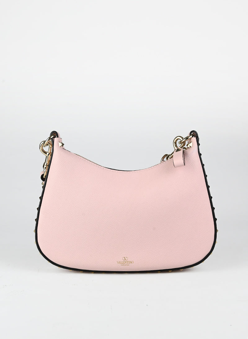 Valentino Borsa a spalla Rockstud in pelle rosa