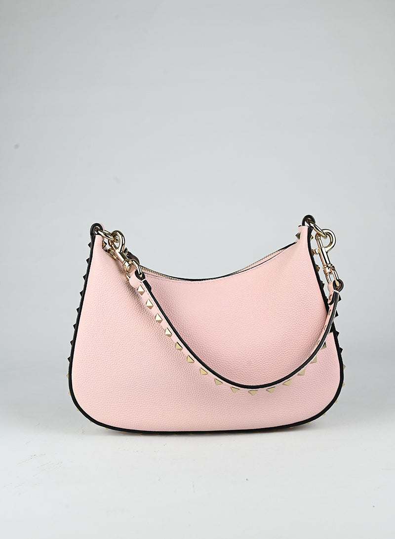 Valentino Borsa a spalla Rockstud in pelle rosa