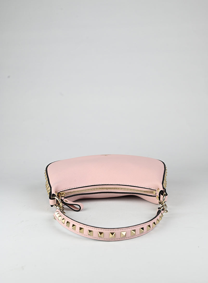 Valentino Borsa a spalla Rockstud in pelle rosa