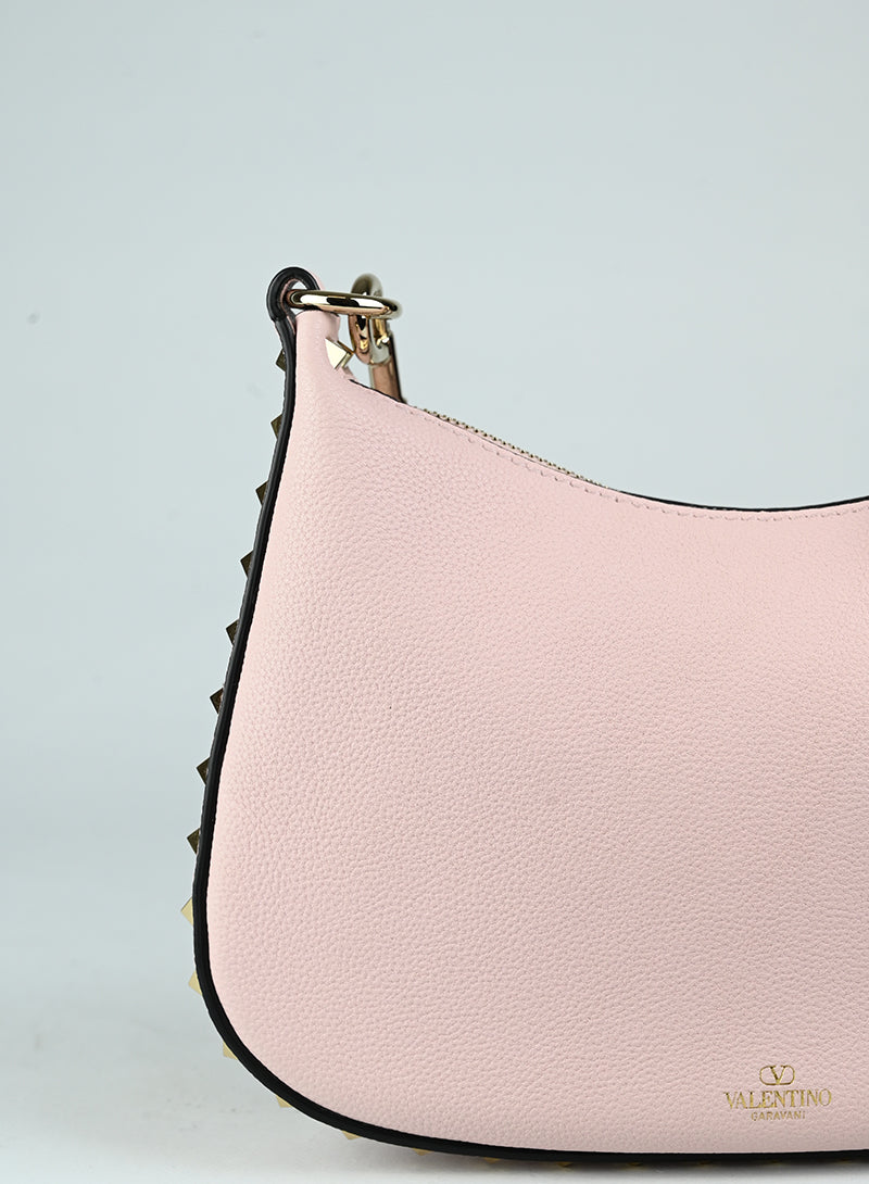 Valentino Borsa a spalla Rockstud in pelle rosa