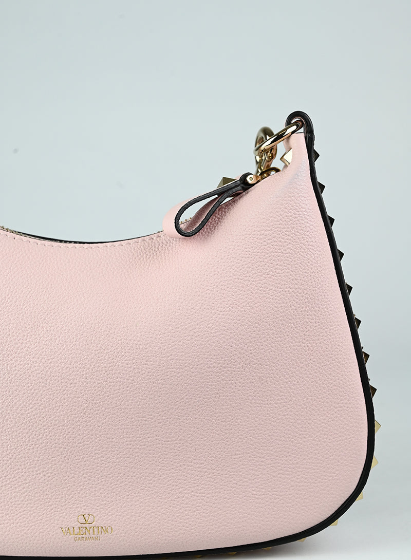 Valentino Borsa a spalla Rockstud in pelle rosa