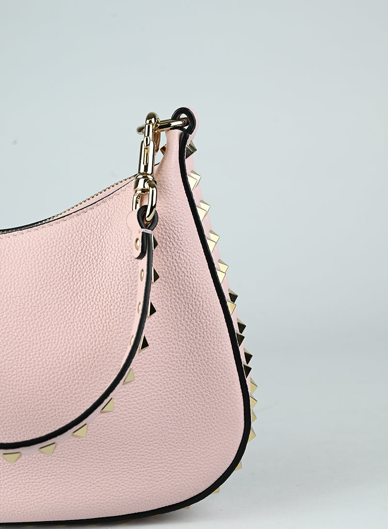 Valentino Borsa a spalla Rockstud in pelle rosa