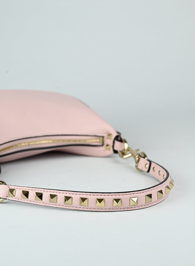 Valentino Borsa a spalla Rockstud in pelle rosa
