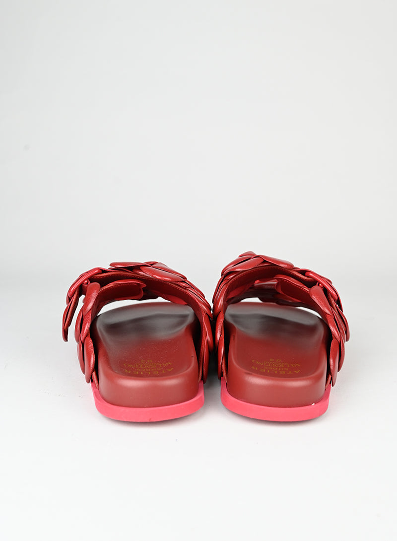 Valentino Sandali in pelle bordeaux con fiori - N. 39