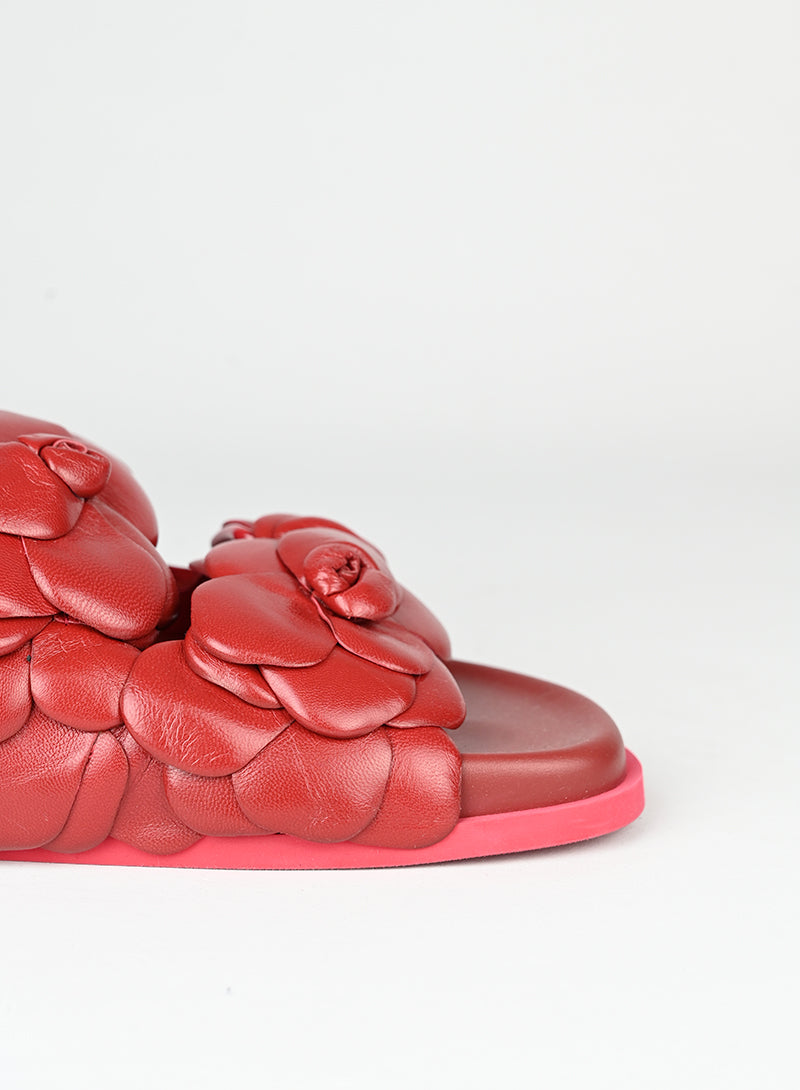 Valentino Sandali in pelle bordeaux con fiori - N. 39