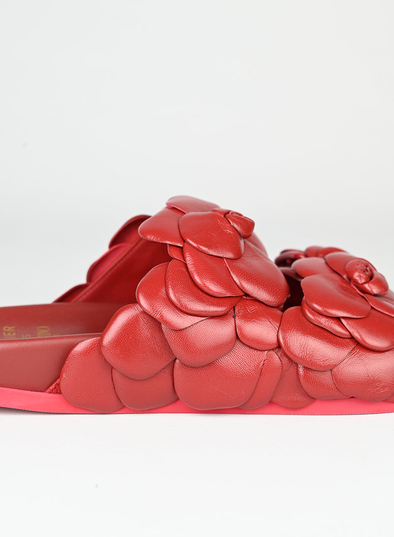 Valentino Sandali in pelle bordeaux con fiori - N. 39