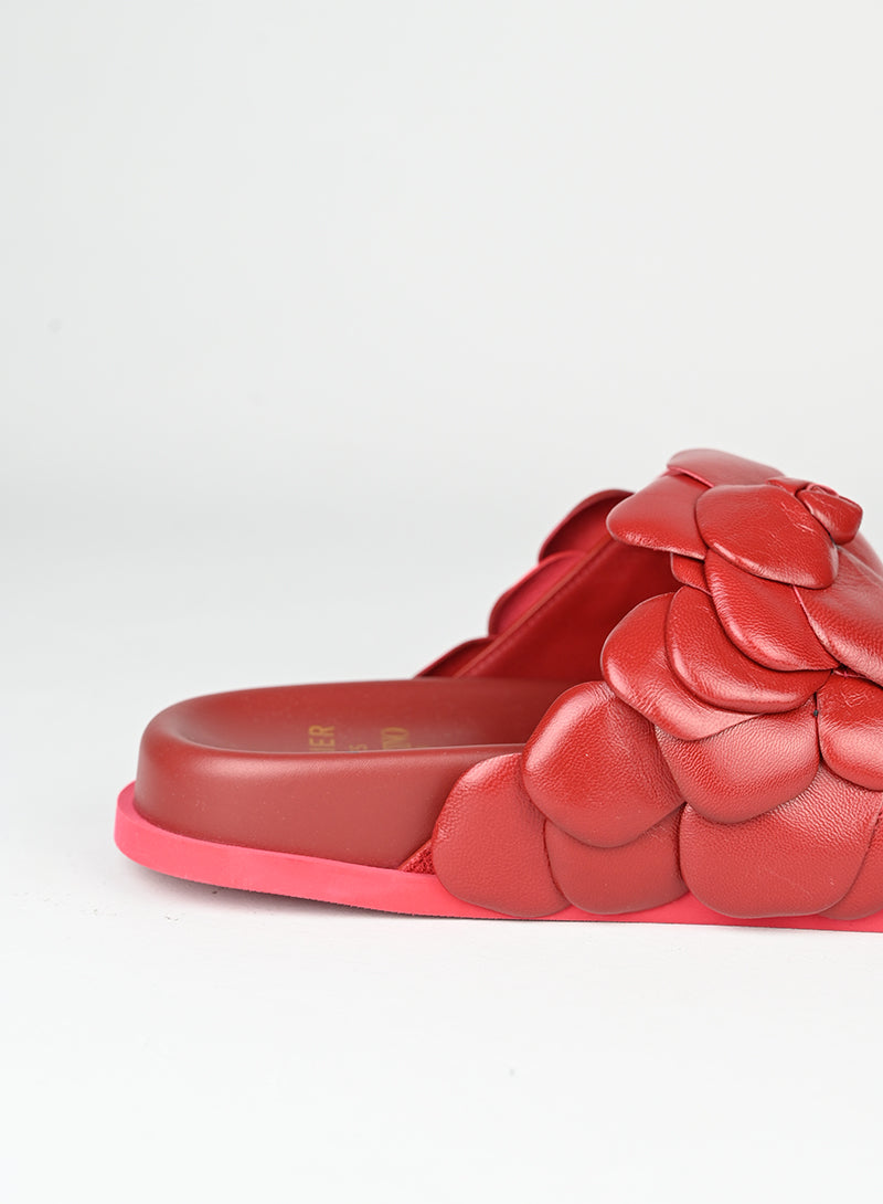 Valentino Sandali in pelle bordeaux con fiori - N. 39