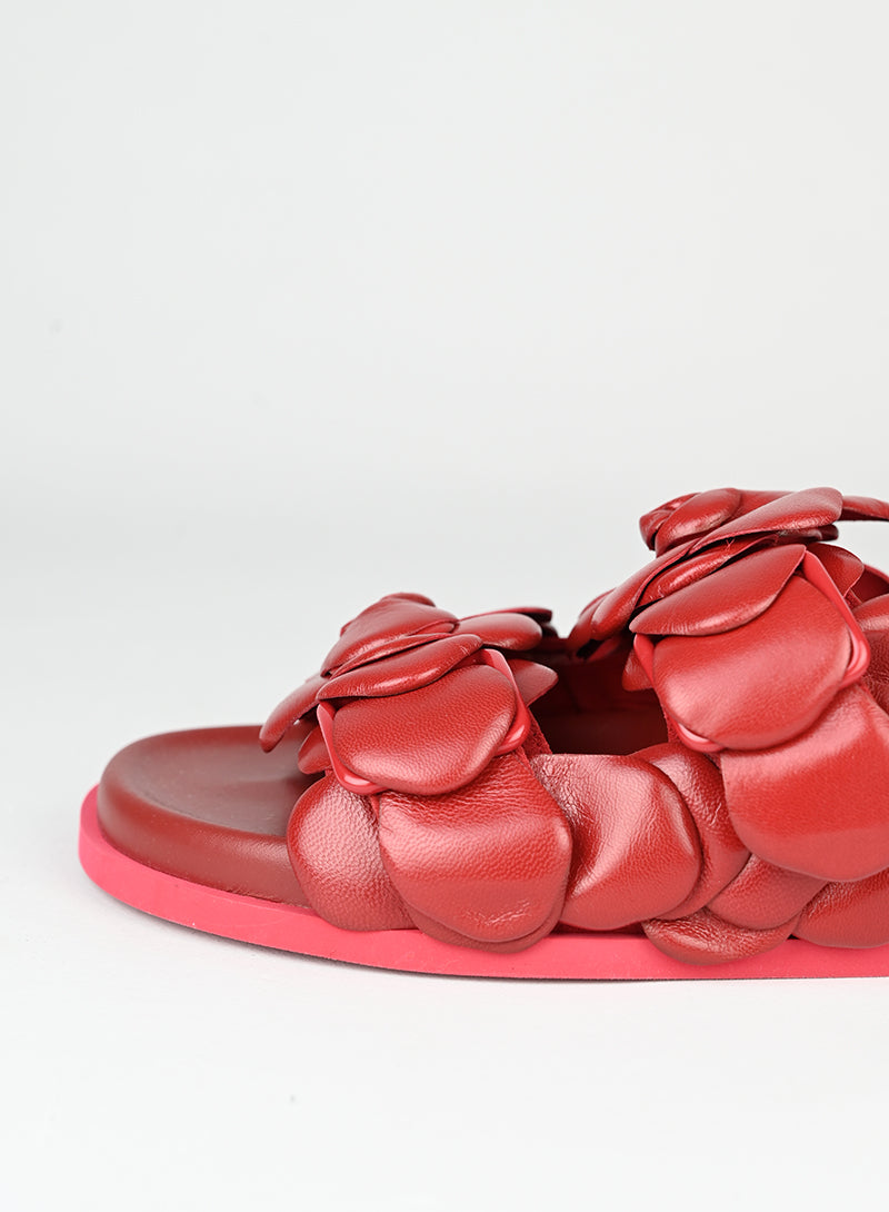 Valentino Sandali in pelle bordeaux con fiori - N. 39