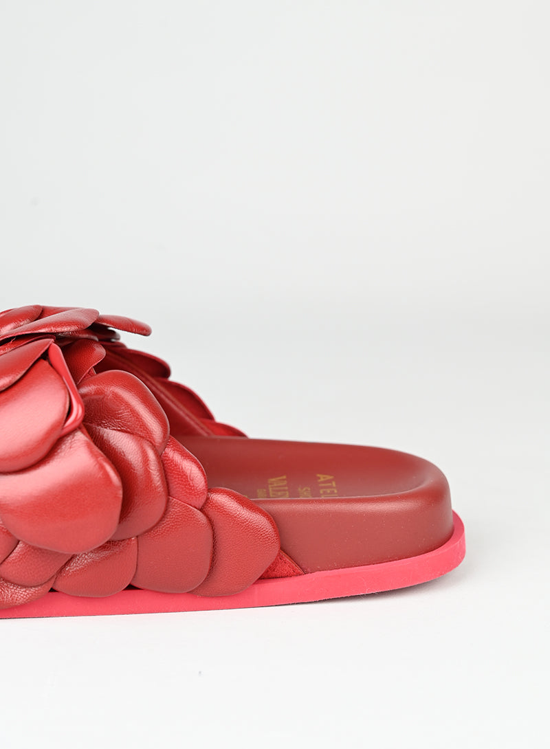 Valentino Sandali in pelle bordeaux con fiori - N. 39