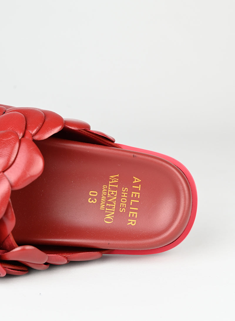 Valentino Sandali in pelle bordeaux con fiori - N. 39