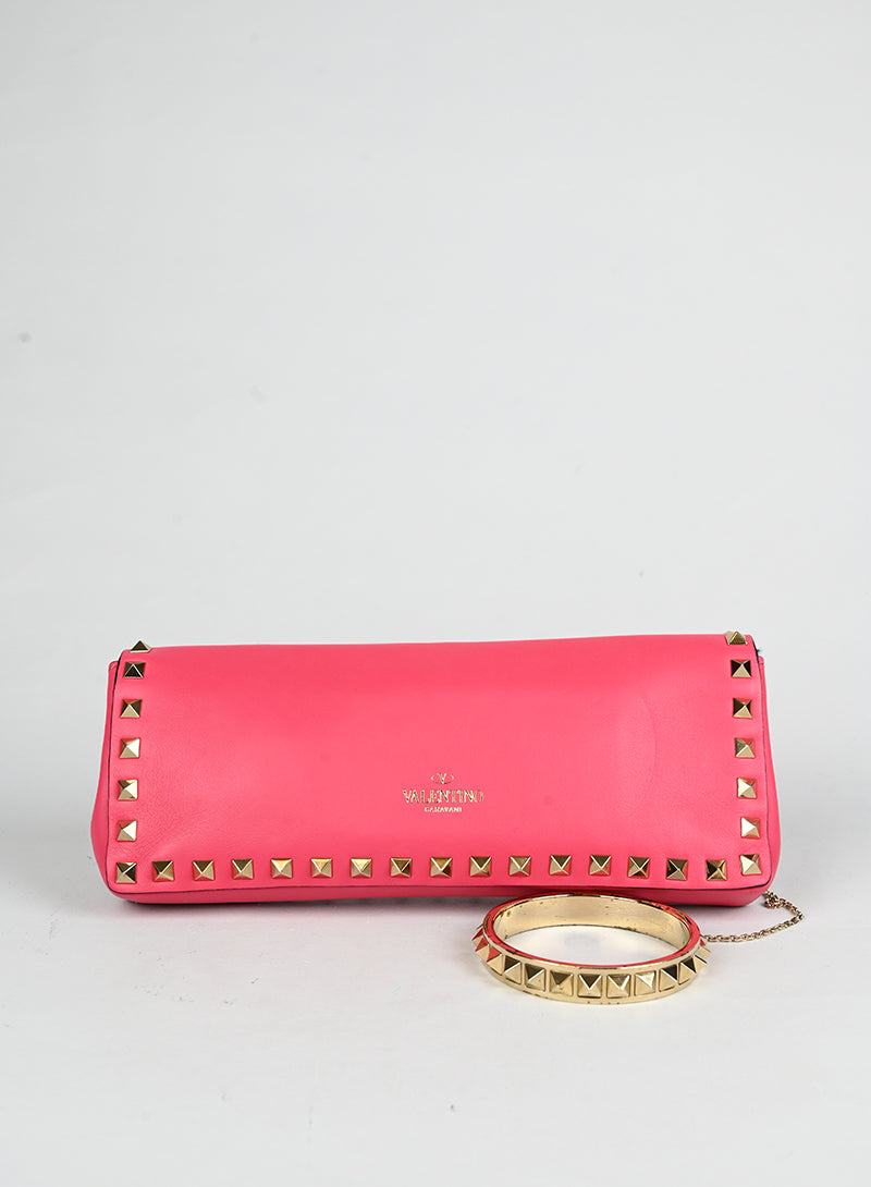 Valentino Pochette Rockstud in pelle rossa