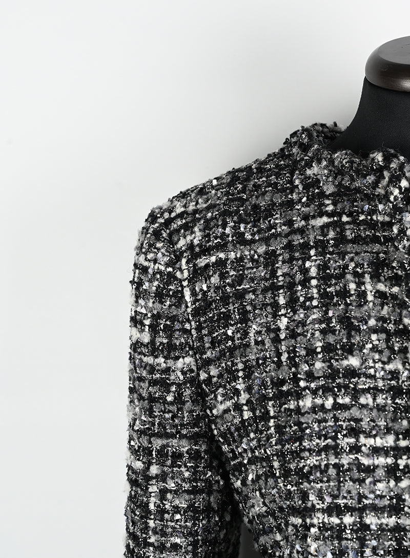 Valentino Giacca bouclé bianco e nera - Tg. 42