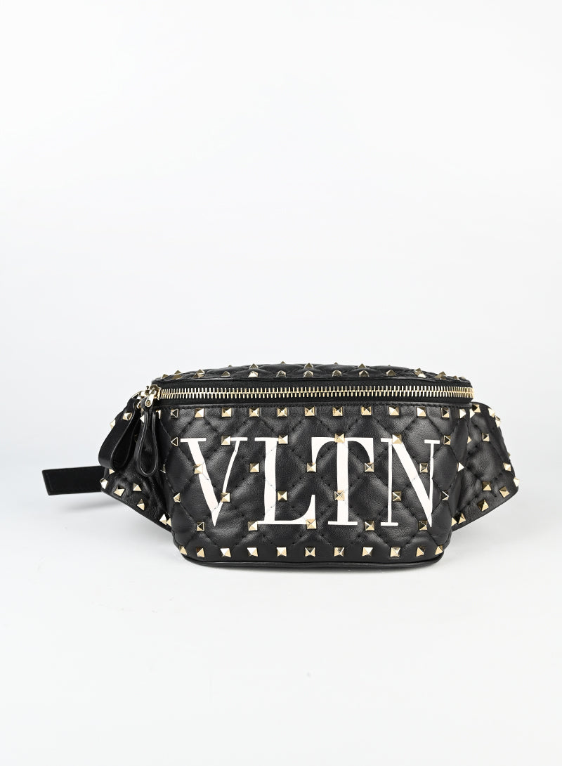 Valentino Marsupio Spike in pelle nera