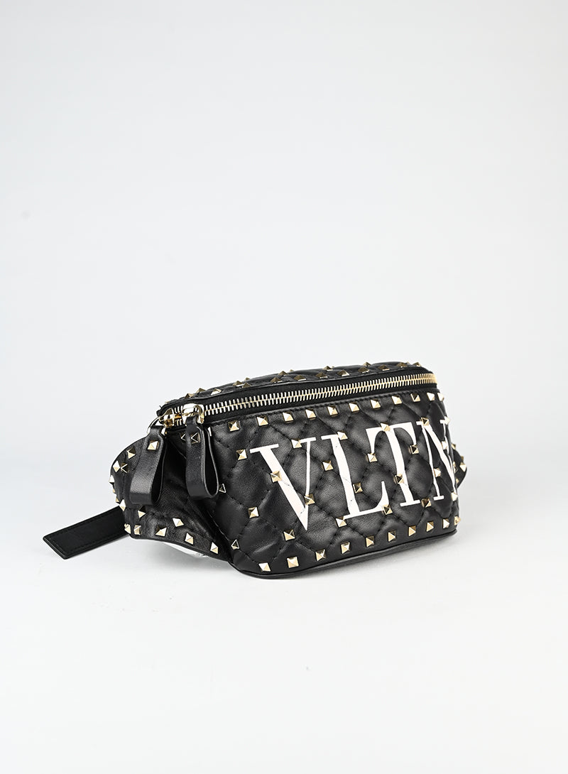 Valentino Marsupio Spike in pelle nera
