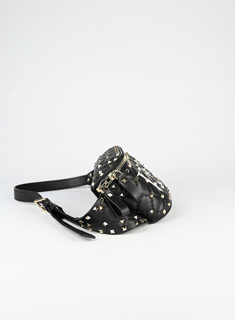 Valentino Marsupio Spike in pelle nera