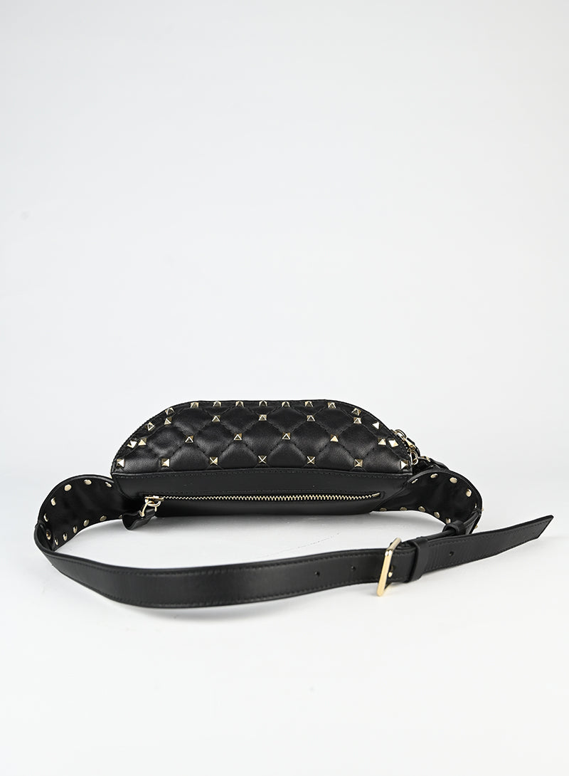 Valentino Marsupio Spike in pelle nera
