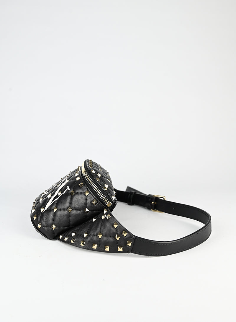 Valentino Marsupio Spike in pelle nera