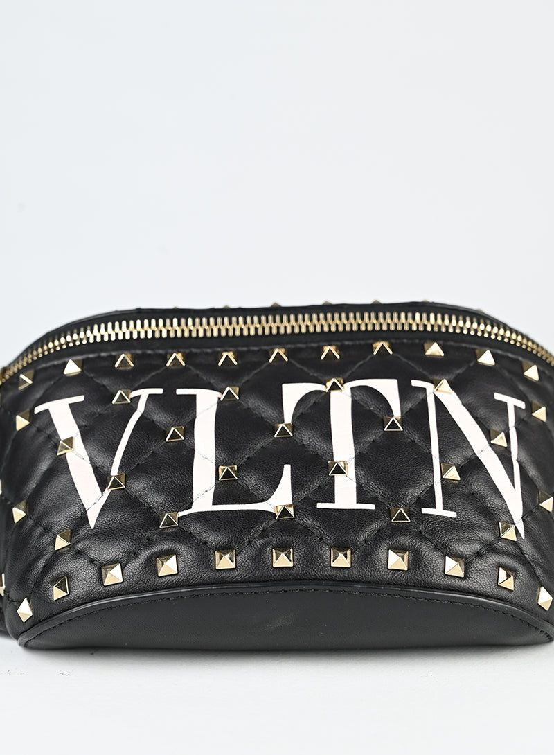 Valentino Marsupio Spike in pelle nera