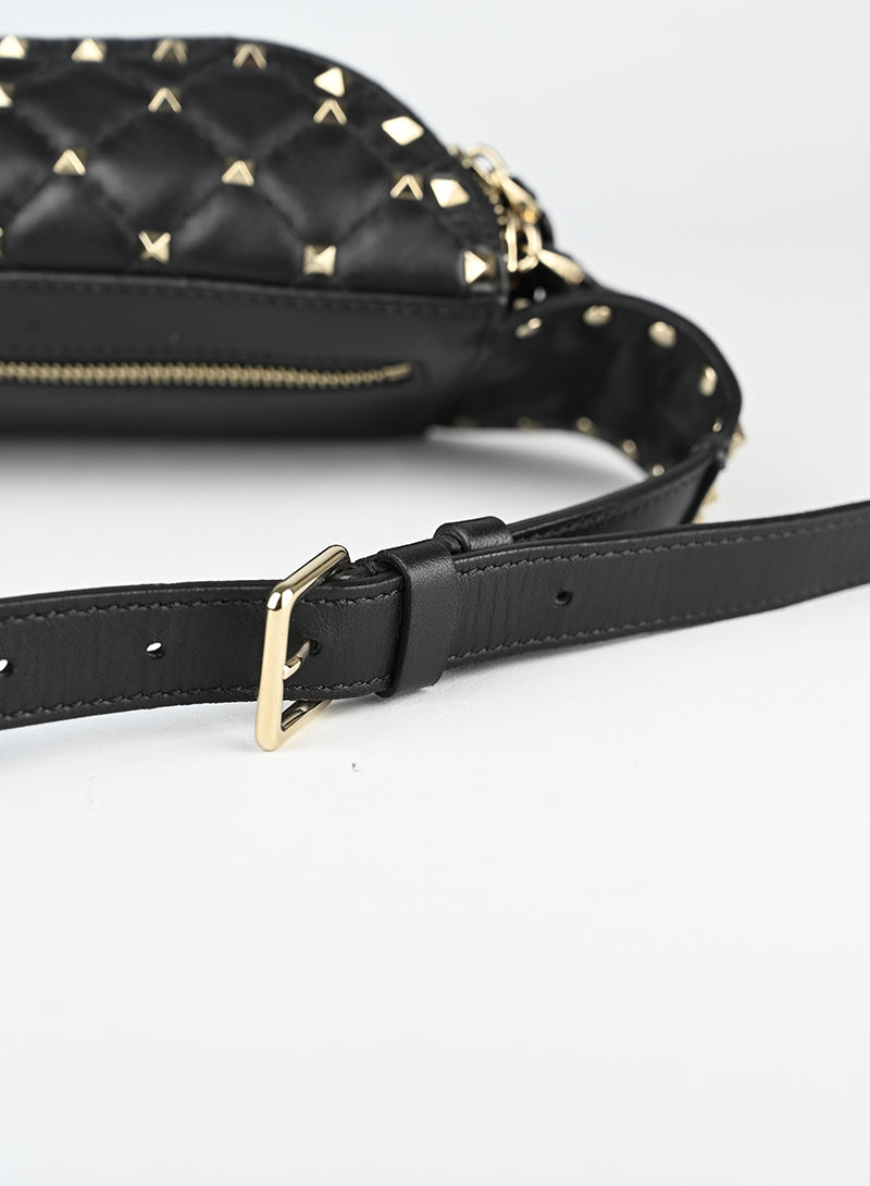 Valentino Marsupio Spike in pelle nera