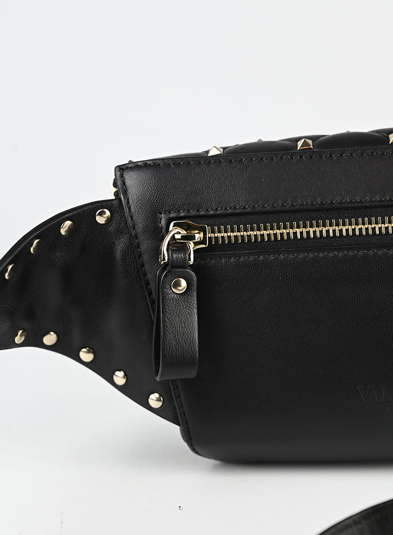 Valentino Marsupio Spike in pelle nera