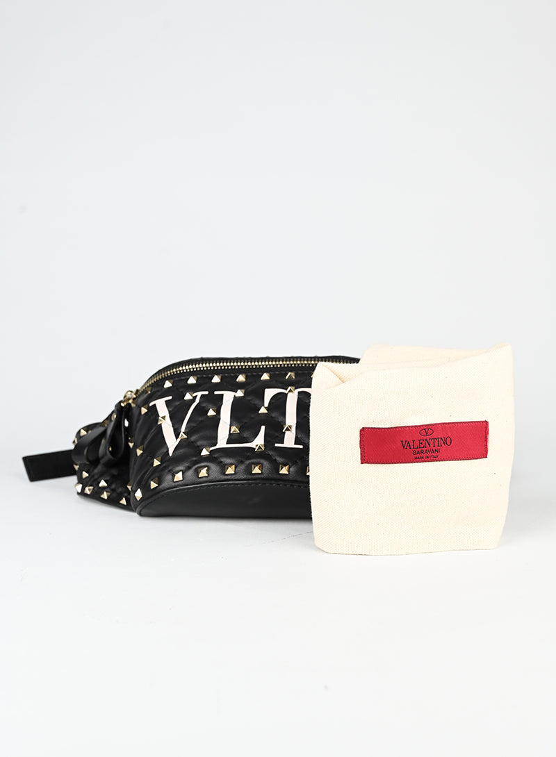 Valentino Marsupio Spike in pelle nera