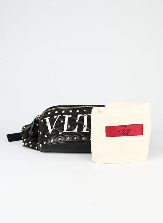 Valentino Marsupio Spike in pelle nera