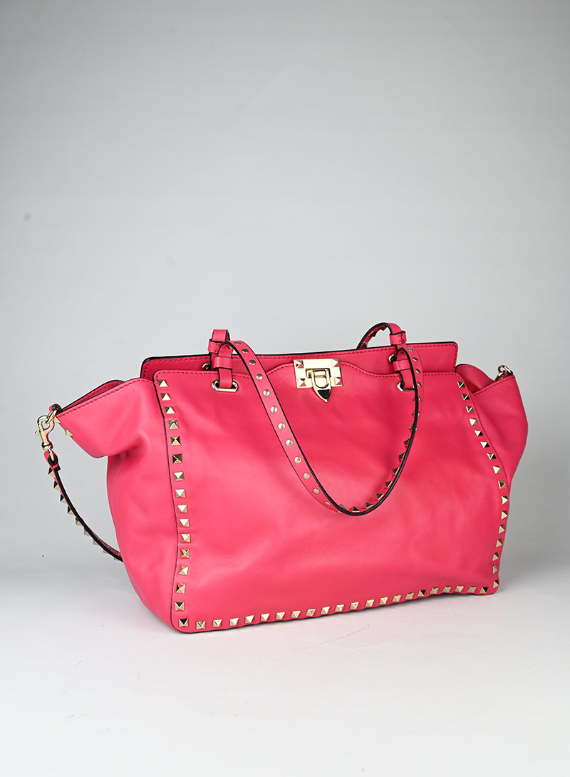 Valentino Shopper Rockstud in pelle rossa