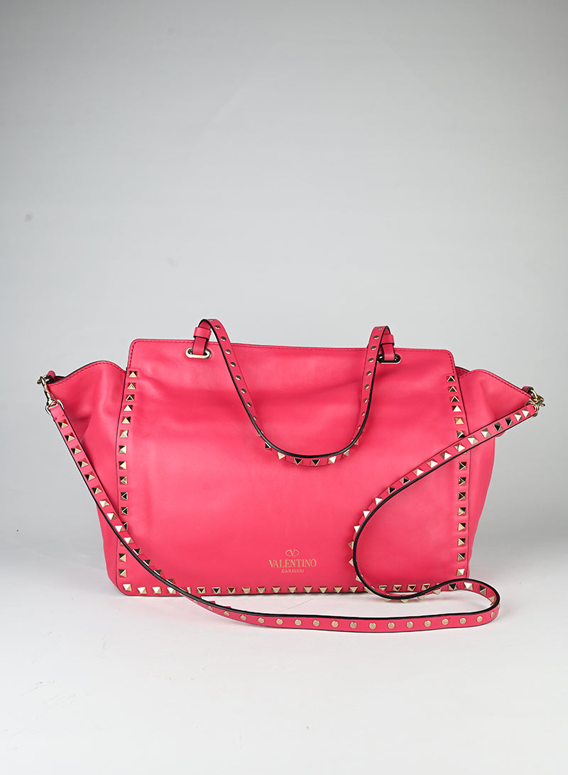 Valentino Shopper Rockstud in pelle rossa