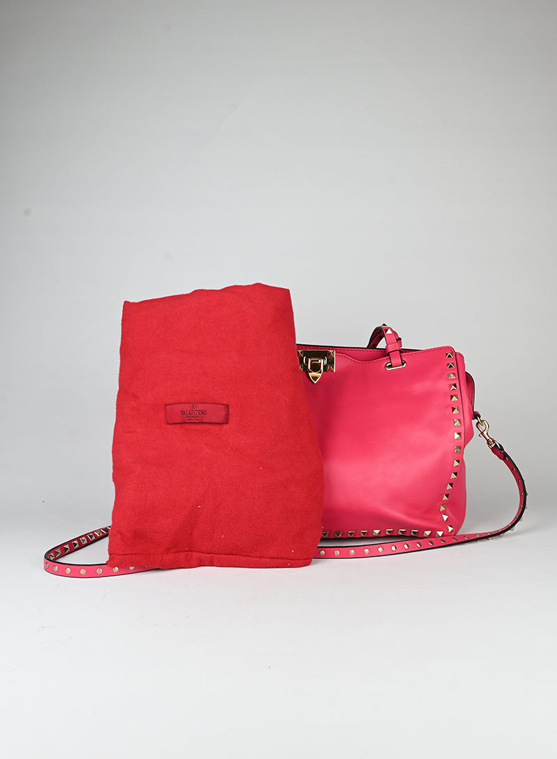 Valentino Shopper Rockstud in pelle rossa