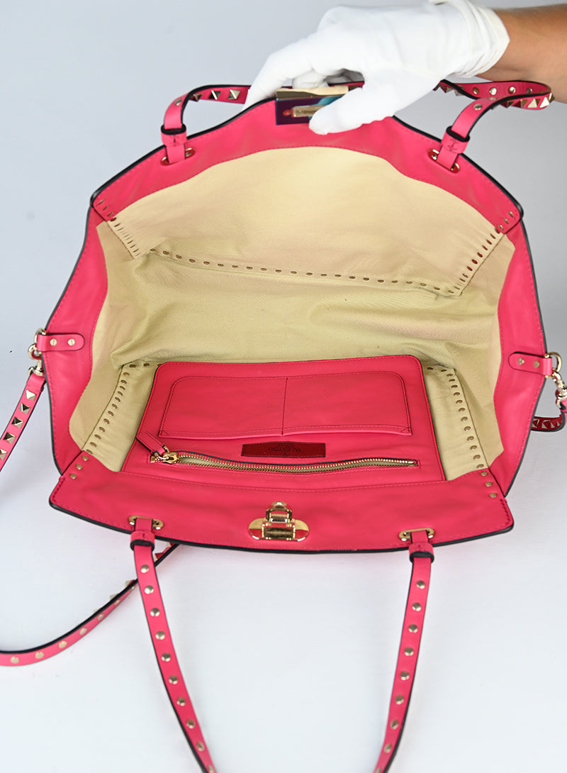 Valentino Shopper Rockstud in pelle rossa