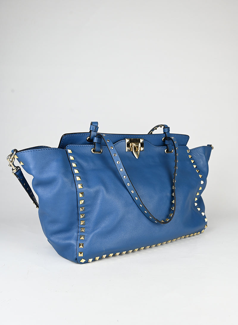 Valentino Borsa Rockstud in pelle blu