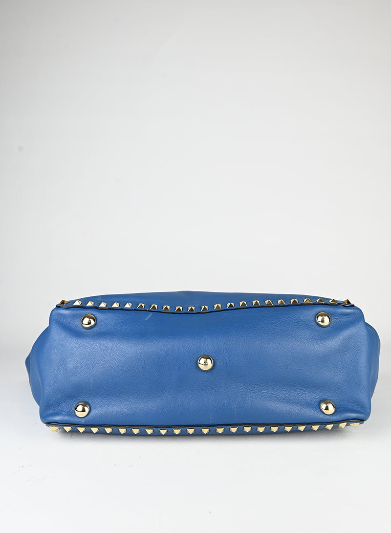 Valentino Borsa Rockstud in pelle blu