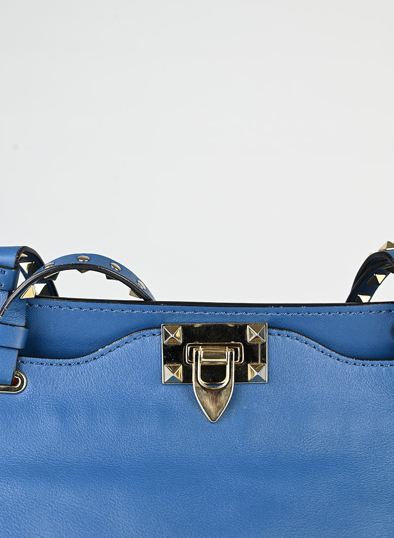 Valentino Borsa Rockstud in pelle blu