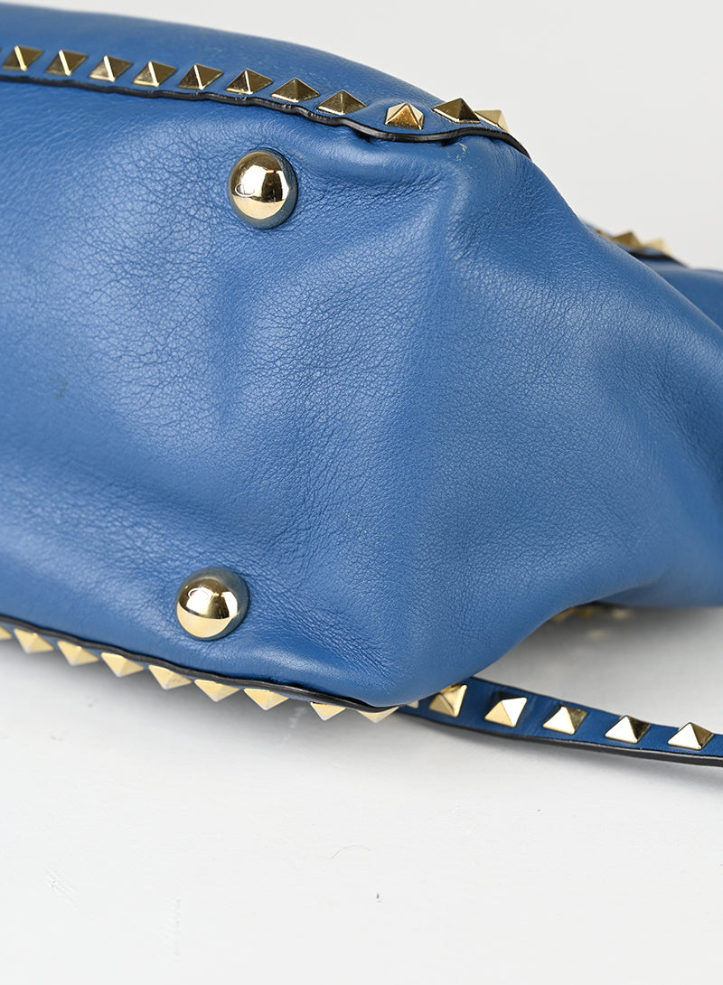 Valentino Borsa Rockstud in pelle blu
